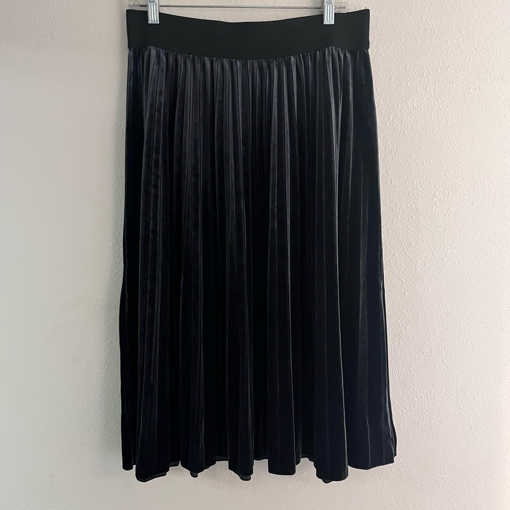 Lands' End Black Velvet A-Line Skirt
